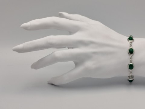 Piękna stara srebrna damska bransoletka MALACHIT srebro biżuteria VINTAGE