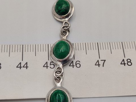 Piękna stara srebrna damska bransoletka MALACHIT srebro biżuteria VINTAGE