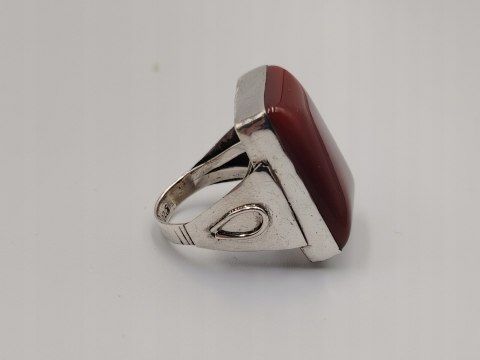 Piękny duży stary srebrny damski pierścionek KARNEOL r.17 srebro biżuteria