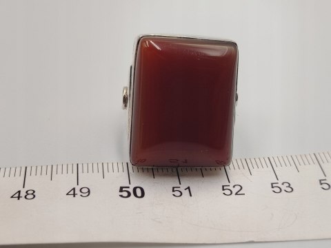 Piękny duży stary srebrny damski pierścionek KARNEOL r.17 srebro biżuteria