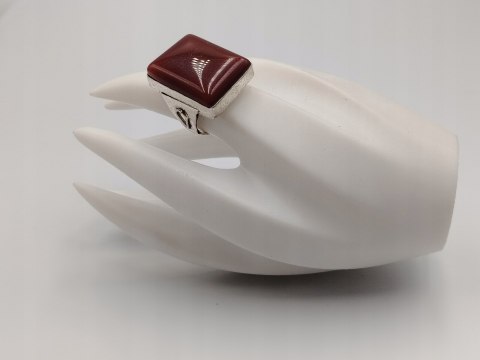 Piękny duży stary srebrny damski pierścionek KARNEOL r.17 srebro biżuteria