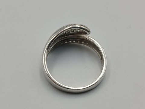 Piękny srebrny damski pierścionek WĄŻ / CYRKONIE r.18 / 19 srebro biżuteria