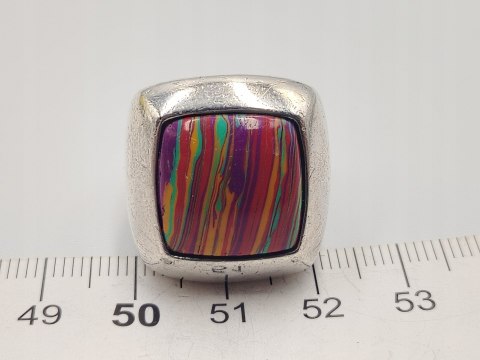 Piękny srebrny damski pierścionek sygnet KAMIEŃ CUDÓW r.16 srebro biżuteria