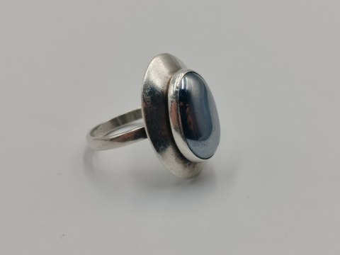 Piękny stary damski srebrny pierścionek HEMATYT srebro 925 r.21 VINTAGE