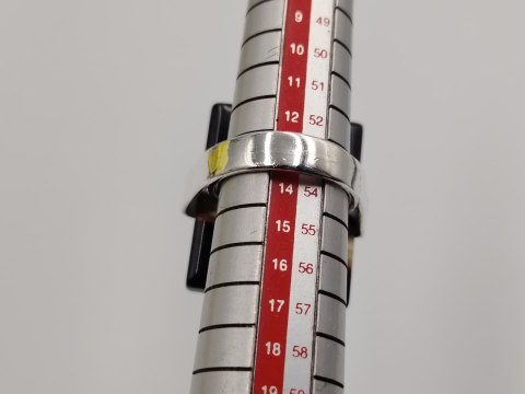 Piękny stary duży srebrny damski pierścionek ONYKS r.13 srebro biżuteria