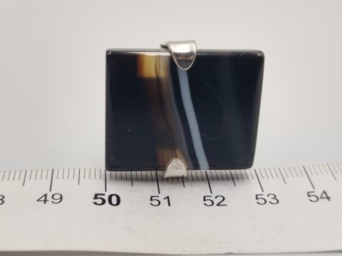 Piękny stary duży srebrny damski pierścionek ONYKS r.13 srebro biżuteria