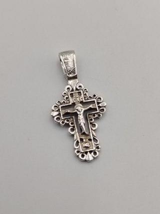 Piękny stary srebrny ażurowy KRZYŻ PRAWOSŁAWNY srebro 925 VINTAGE biżuteria