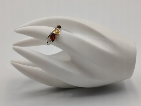 Piękny stary srebrny damski pierścionek BURSZTYN r.11/12 biżuteria VINTAGE