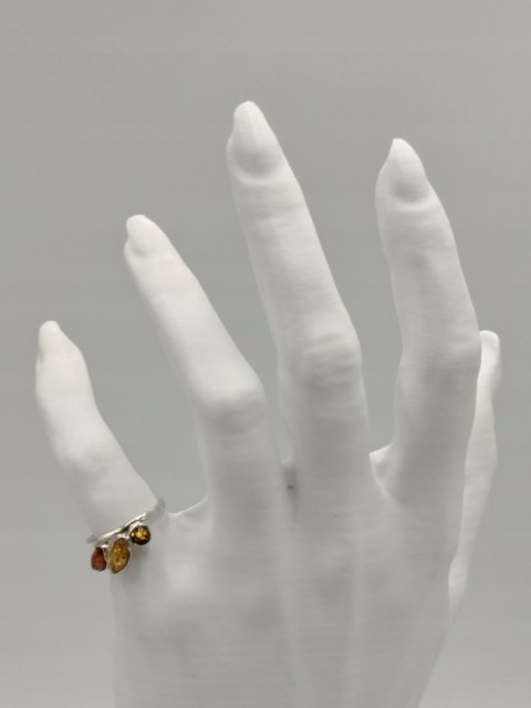 Piękny stary srebrny damski pierścionek BURSZTYN r.11/12 biżuteria VINTAGE