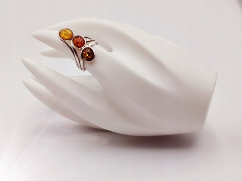 Piękny stary srebrny damski pierścionek BURSZTYN r.15 biżuteria VINTAGE