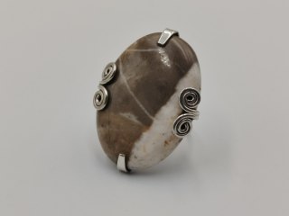 Piękny stary srebrny damski pierścionek KAMIEŃ ŻYCZEŃ r.19 srebro biżuteria