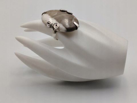 Piękny stary srebrny damski pierścionek KAMIEŃ ŻYCZEŃ r.19 srebro biżuteria