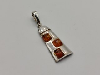 Piękny stary srebrny damski wisiorek/zawieszka DZWONEK bursztyn VINTAGE