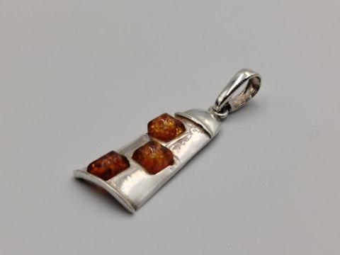 Piękny stary srebrny damski wisiorek/zawieszka DZWONEK bursztyn VINTAGE