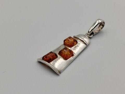 Piękny stary srebrny damski wisiorek/zawieszka DZWONEK bursztyn VINTAGE