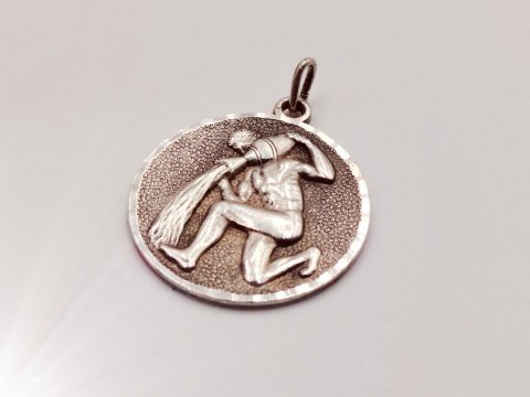 Piękny stary srebrny damski wisiorek/zawieszka WODNIK znak zodiaku VINTAGE