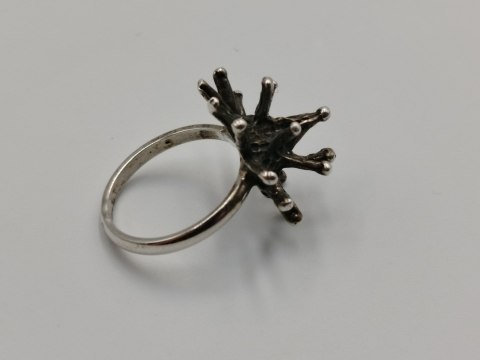 Stary autorski srebrny damski pierścionek JEŻ/JEŻYK r. 17 biżuteria VINTAGE