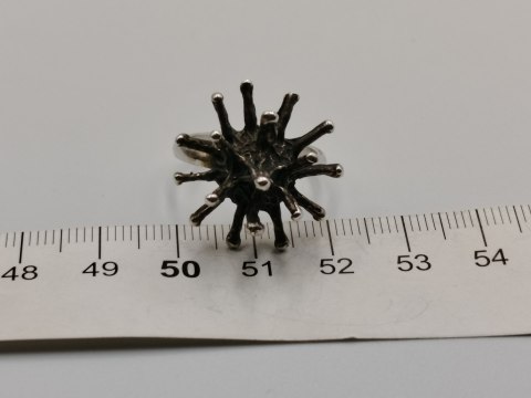 Stary autorski srebrny damski pierścionek JEŻ/JEŻYK r. 17 biżuteria VINTAGE