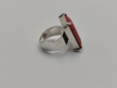 Stary piękny srebrny damski pierścionek KORALOWIEC r. 10 biżuteria VINTAGE