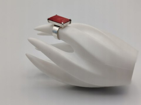 Stary piękny srebrny damski pierścionek KORALOWIEC r. 10 biżuteria VINTAGE