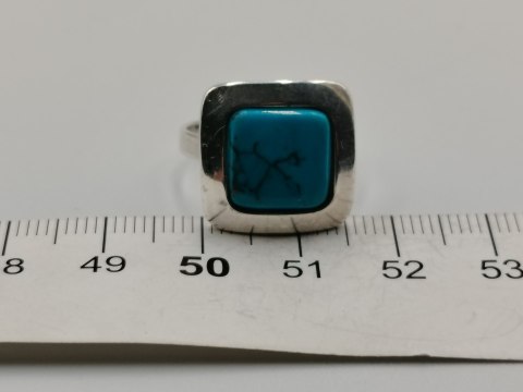 Stary srebrny damski pierścionek TURKUS r.10/11 srebro biżuteria VINTAGE