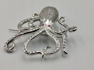 Piękna damska autorska srebrna broszka OŚMIORNICA srebro 925 biżuteria