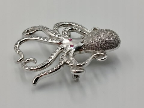 Piękna damska autorska srebrna broszka OŚMIORNICA srebro 925 biżuteria