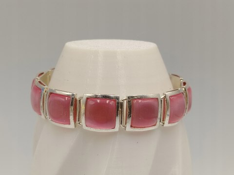 Piękna srebrna damska bransoletka KOCIE OKO róż srebro 925 biżuteria