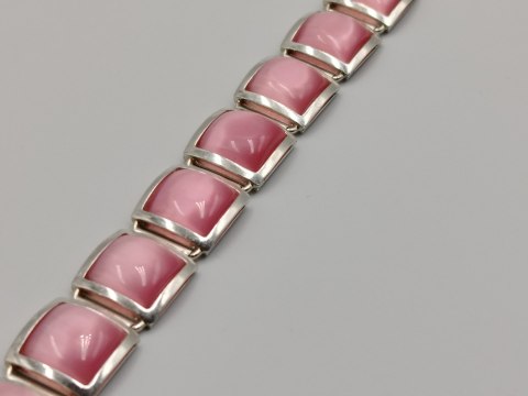 Piękna srebrna damska bransoletka KOCIE OKO róż srebro 925 biżuteria