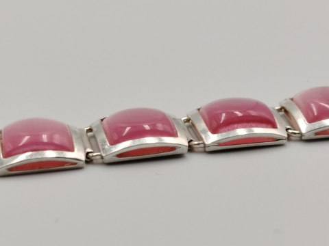 Piękna srebrna damska bransoletka KOCIE OKO róż srebro 925 biżuteria