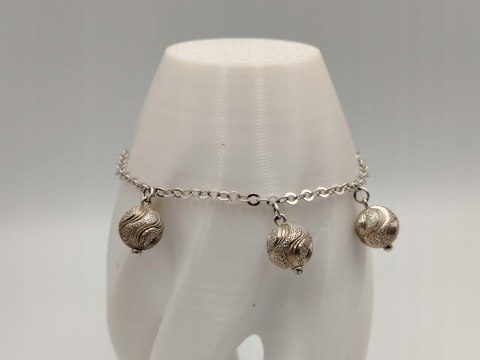 Piękna srebrna damska bransoletka TRZY KULKI srebro 925 biżuteria