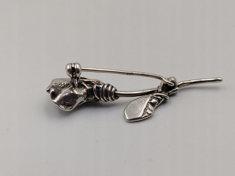 Piękna stara damska autorska srebrna broszka RÓŻA srebro VINTAGE biżuteria