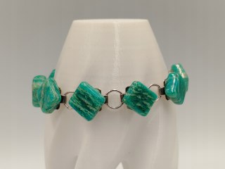 Piękna stara srebrna damska bransoletka AMAZONIT srebro biżuteria VINTAGE