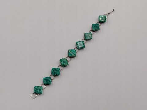 Piękna stara srebrna damska bransoletka AMAZONIT srebro biżuteria VINTAGE