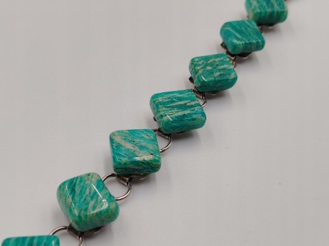 Piękna stara srebrna damska bransoletka AMAZONIT srebro biżuteria VINTAGE