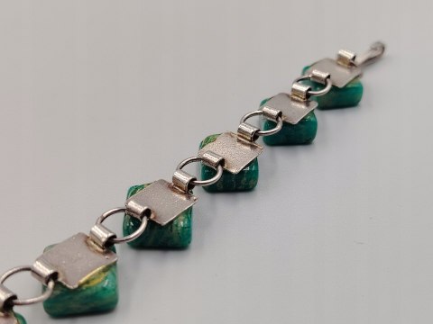 Piękna stara srebrna damska bransoletka AMAZONIT srebro biżuteria VINTAGE