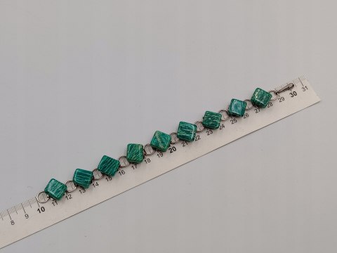 Piękna stara srebrna damska bransoletka AMAZONIT srebro biżuteria VINTAGE