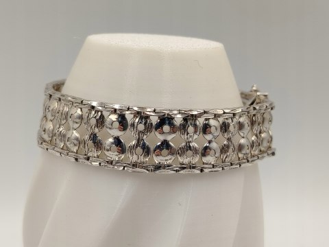 Piękna stara srebrna damska bransoletka ażurowa KOŁA srebro 800 VINTAGE