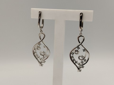 Piękne srebrne damskie kolczyki ażurowe cyrkonie srebro 925 biżuteria