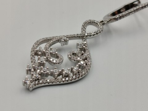 Piękne srebrne damskie kolczyki ażurowe cyrkonie srebro 925 biżuteria