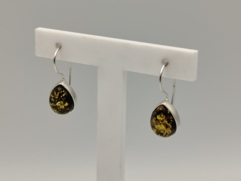 Piękne srebrne damskie kolczyki bigiel BURSZTYN srebro biżuteria VINTAGE