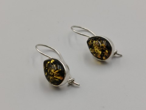 Piękne srebrne damskie kolczyki bigiel BURSZTYN srebro biżuteria VINTAGE