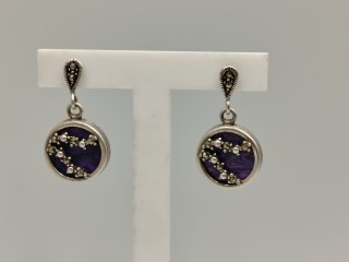 Piękne srebrne kolczyki damskie CZAROIT MARKAZYTY - srebro 925 biżuteria