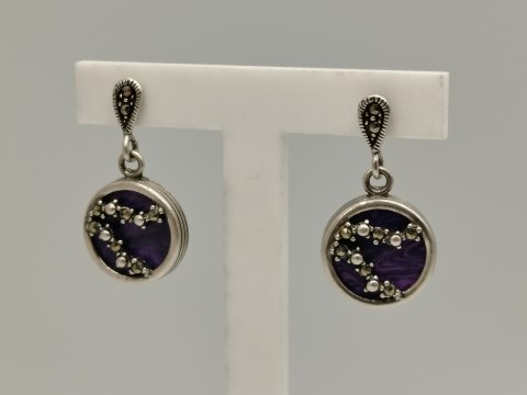 Piękne srebrne kolczyki damskie CZAROIT MARKAZYTY - srebro 925 biżuteria