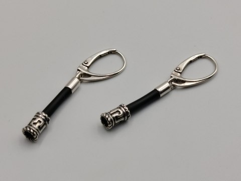 Piękne srebrne kolczyki damskie wiszące KAUCZUK wzorek srebro 925 biżuteria