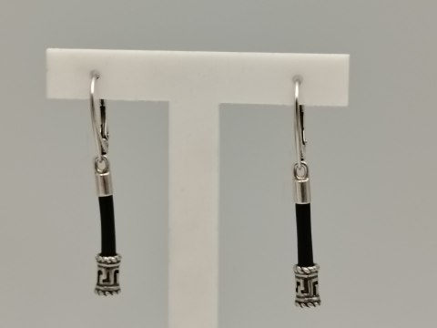 Piękne srebrne kolczyki damskie wiszące KAUCZUK wzorek srebro 925 biżuteria