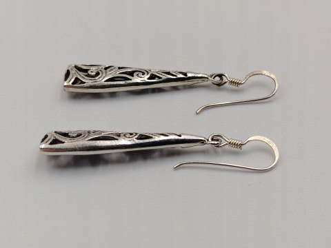 Piękne stare srebrne damskie kolczyki ażurowe srebro 925 biżuteria VINTAGE