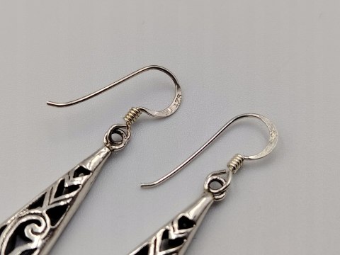 Piękne stare srebrne damskie kolczyki ażurowe srebro 925 biżuteria VINTAGE