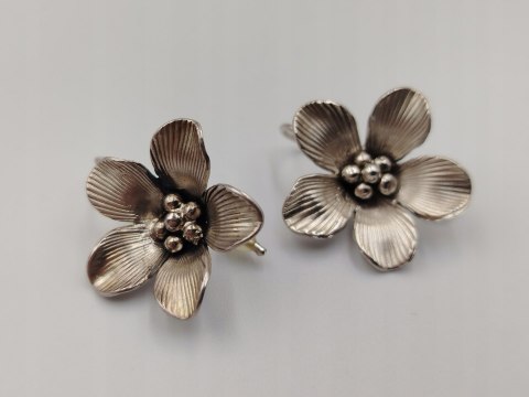 Piękne stare srebrne kolczyki damskie KWIAT srebro 925 biżuteria VINTAGE
