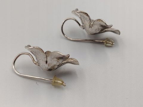 Piękne stare srebrne kolczyki damskie KWIAT srebro 925 biżuteria VINTAGE